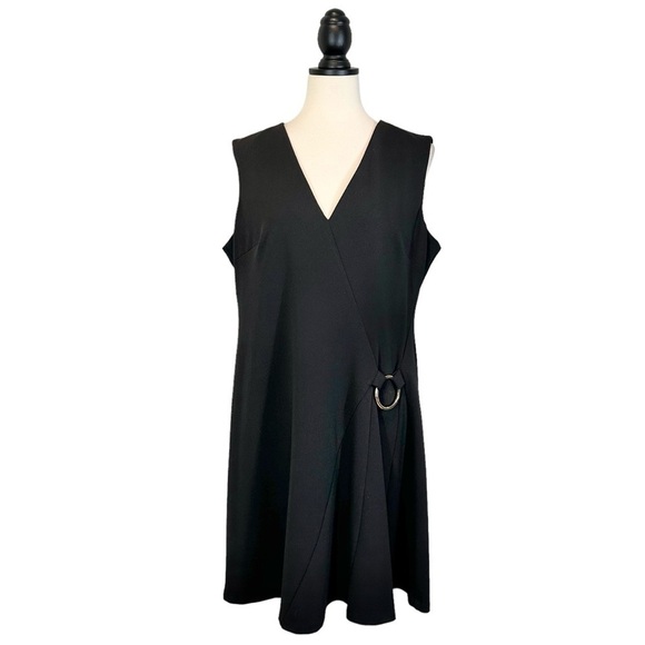 Calvin Klein Black Dress Sleeveless A-Line Side Drape Accent Size 14 (B31) - Picture 1 of 14